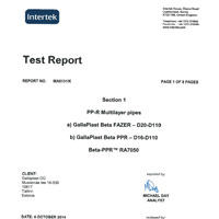 PPR Multilayer pipes test report